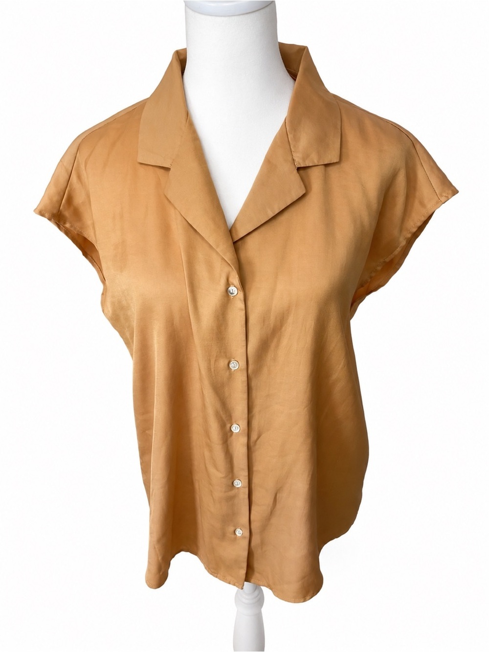 Tahari Women's Short Sleeve Button-Front Blouse - Camel